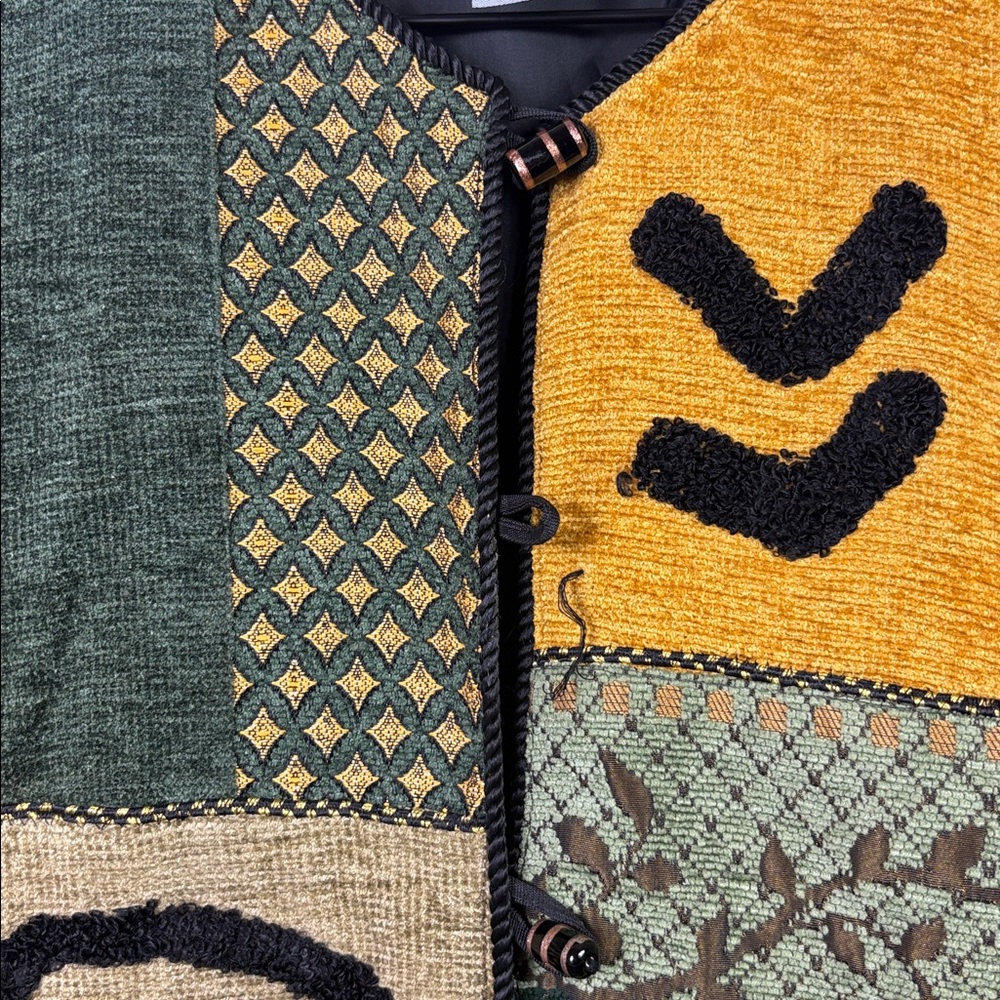 Indigo Moon Wearable Art Patchwork Jacket Size Me… - image 3